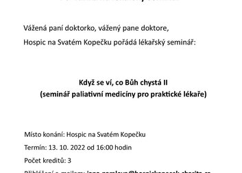 13.10. pořádáme lékařský seminář Když se ví, co Bůh chystá II